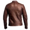 Mens Brown Slim Fit Cafe Racer Leather Jacket Back