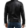 Men’s Quilted Black Leather Moto Jacket Back