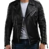 Men’s Quilted Black Leather Moto Jacket Main