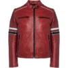 Men's Quilted Stripes Biker Leather Jacket Main