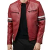 Men's Quilted Stripes Biker Leather Jacket Style