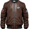 Nas Brown Stegaro Bomber Leather Jacket