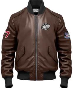 Nas Brown Stegaro Bomber Leather Jacket