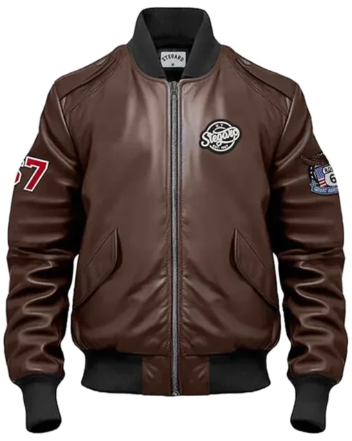 Nas Brown Stegaro Bomber Leather Jacket