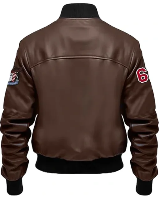 Nas Brown Stegaro Bomber Leather Jacket Back