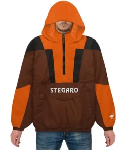 Nick Stegaro Orange And Brown Hooded Jacket