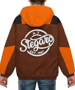 Nick Stegaro Orange And Brown Hooded Jacket Back