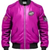 Parker Pink Stegaro Bomber Leather Jacket