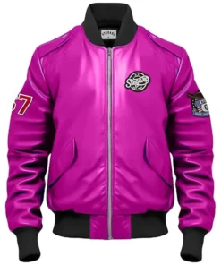 Parker Pink Stegaro Bomber Leather Jacket