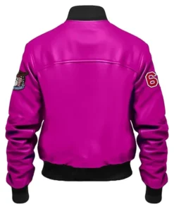 Parker Pink Stegaro Bomber Leather Jacket Back