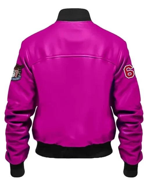 Parker Pink Stegaro Bomber Leather Jacket Back