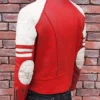 Red And White Leather Jacket Back