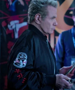 Shop Cobra Kai S06 John Kreese Black Bomber Jacket