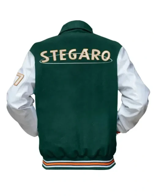 Skyler Green And White Stegaro Varsity Jacket Back