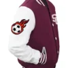 Soccer Stegaro Maroon Varsity Jacket Front