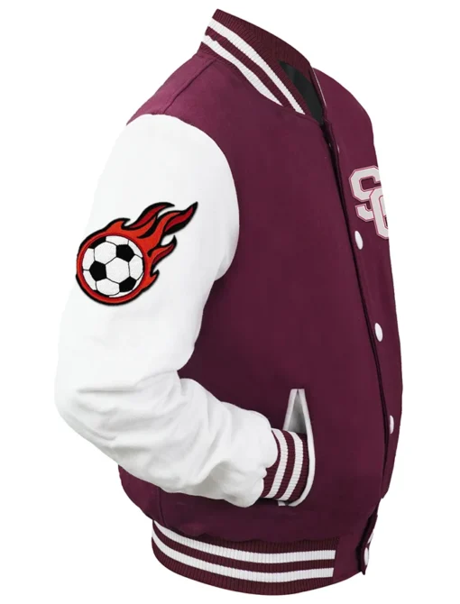 Soccer Stegaro Maroon Varsity Jacket Front