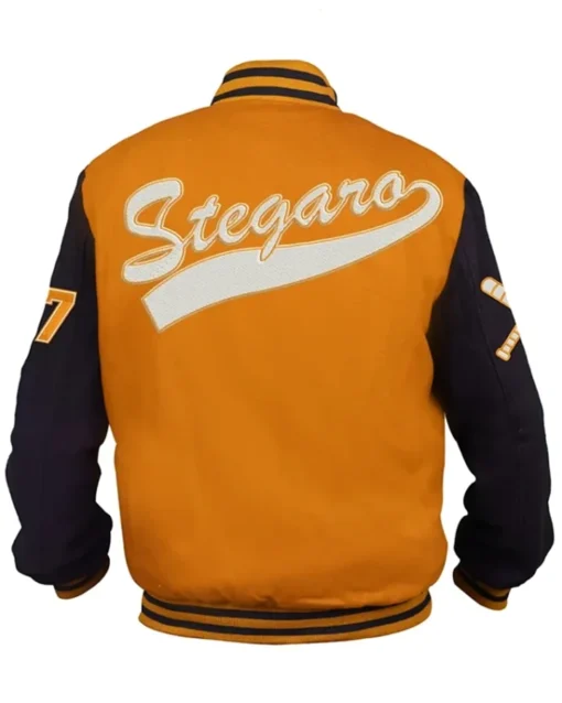 Stegaro Base Ball Yellow And Black Varsity Jacket Back