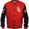 Stegaro Baseball Red Varsity Jacket Front