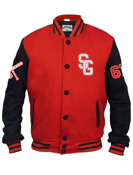 Stegaro Baseball Red Varsity Jacket Front