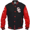 Stylish Baseball Stegaro Black And Red Varsity Jacket