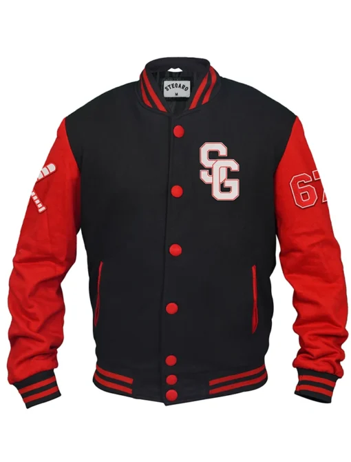 Stylish Baseball Stegaro Black And Red Varsity Jacket