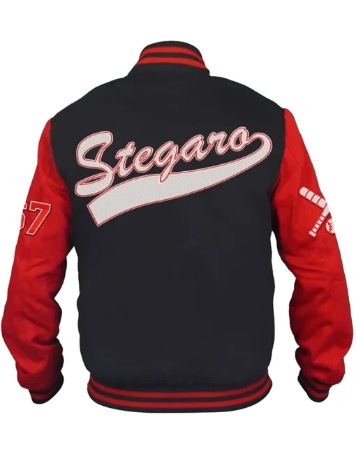 Stylish Baseball Stegaro Black And Red Varsity Jacket Back