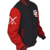 Stylish Baseball Stegaro Black And Red Varsity Jacket Look