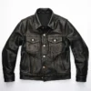 Stylish Black Leather Trucker Jacket