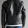 Stylish Black Leather Trucker Jacket Back