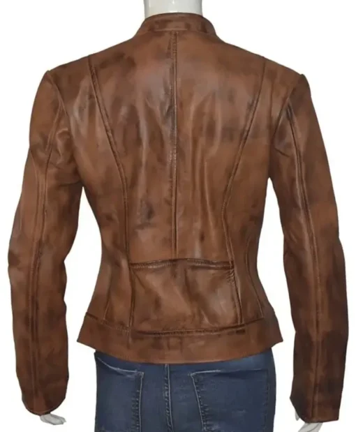 TV Series Heartland Amber Marshall Brown Leather Jacket Back