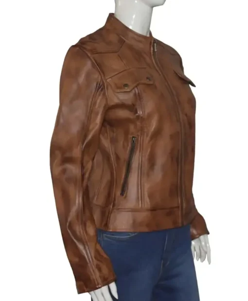 TV Series Heartland Amber Marshall Brown Leather Jacket Front