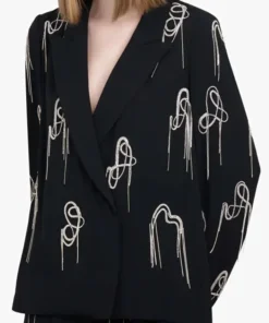 The Voice S26 Reba McEntire Black Embellished Blazer For Sale