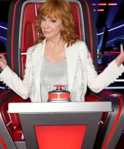 The Voice S26 Reba McEntire White Embellished Blazer