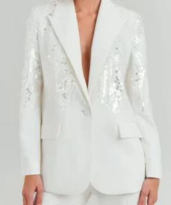 The Voice S26 Reba McEntire White Embellished Blazer For Sale