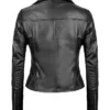 Women's Black Asymmetrical Real Leather Moto Jacket Back