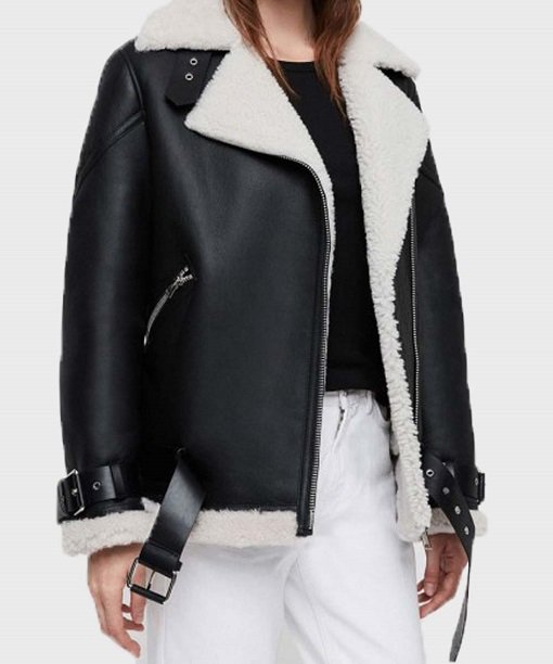 Womens-Black-Biker-Shearling-Leather-Jacket