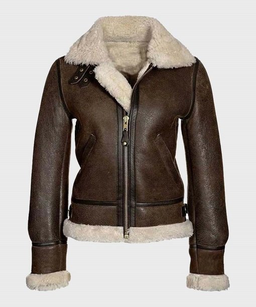 Womens-Distressed-Brown-Shearling-Leather-Jacket