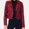 Womens Motorcycle Dark Red Leather Biker Jacket Main