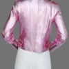 Women's Pink Metallic Leather Jacket With Motorcycle Jacket Back