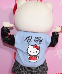 XO Kitty Blue and Black Varsity Bomber Jacket For Sale