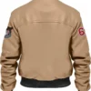 ken sander Beige Bomber Stegaro Leather Jacket Back