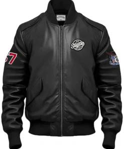 lobov Black Stegaro Bomber Leather Jacket