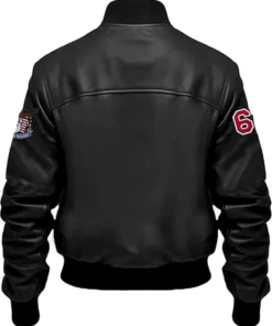 lobov Black Stegaro Bomber Leather Jacket Back