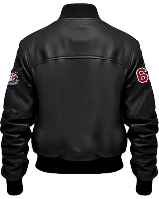 lobov Black Stegaro Bomber Leather Jacket Back