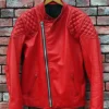 red vintage leather jacket