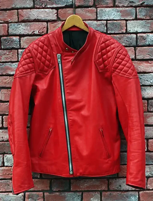 red vintage leather jacket