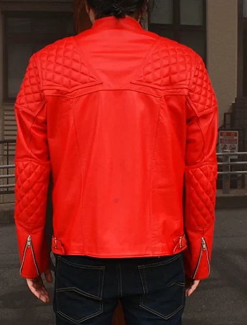 red vintage leather jacket Back