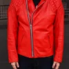 red vintage leather jacket Front