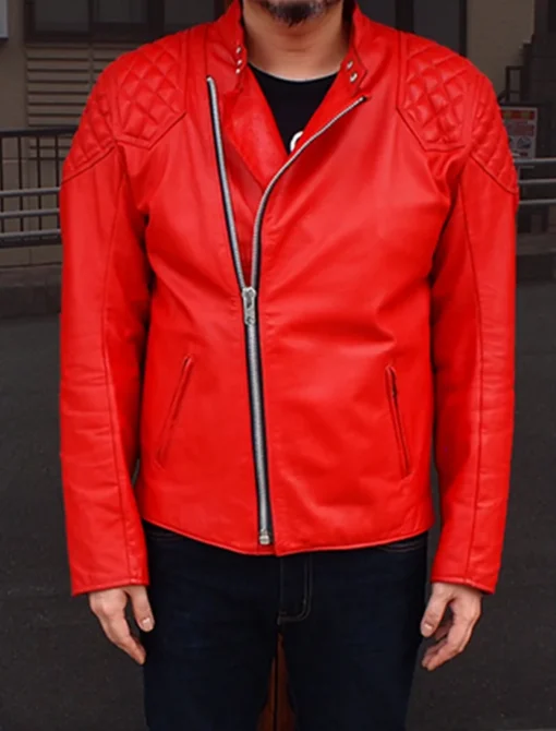 red vintage leather jacket Front