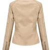 women's beige leather jacket motorcycle stylish spring lightweight Stylish Motor Biker With Zipper Back